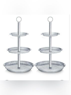 ‘Seafood Cupcake Dessert’ 3-Tier Stand Galvanized Metal (2-Pack)